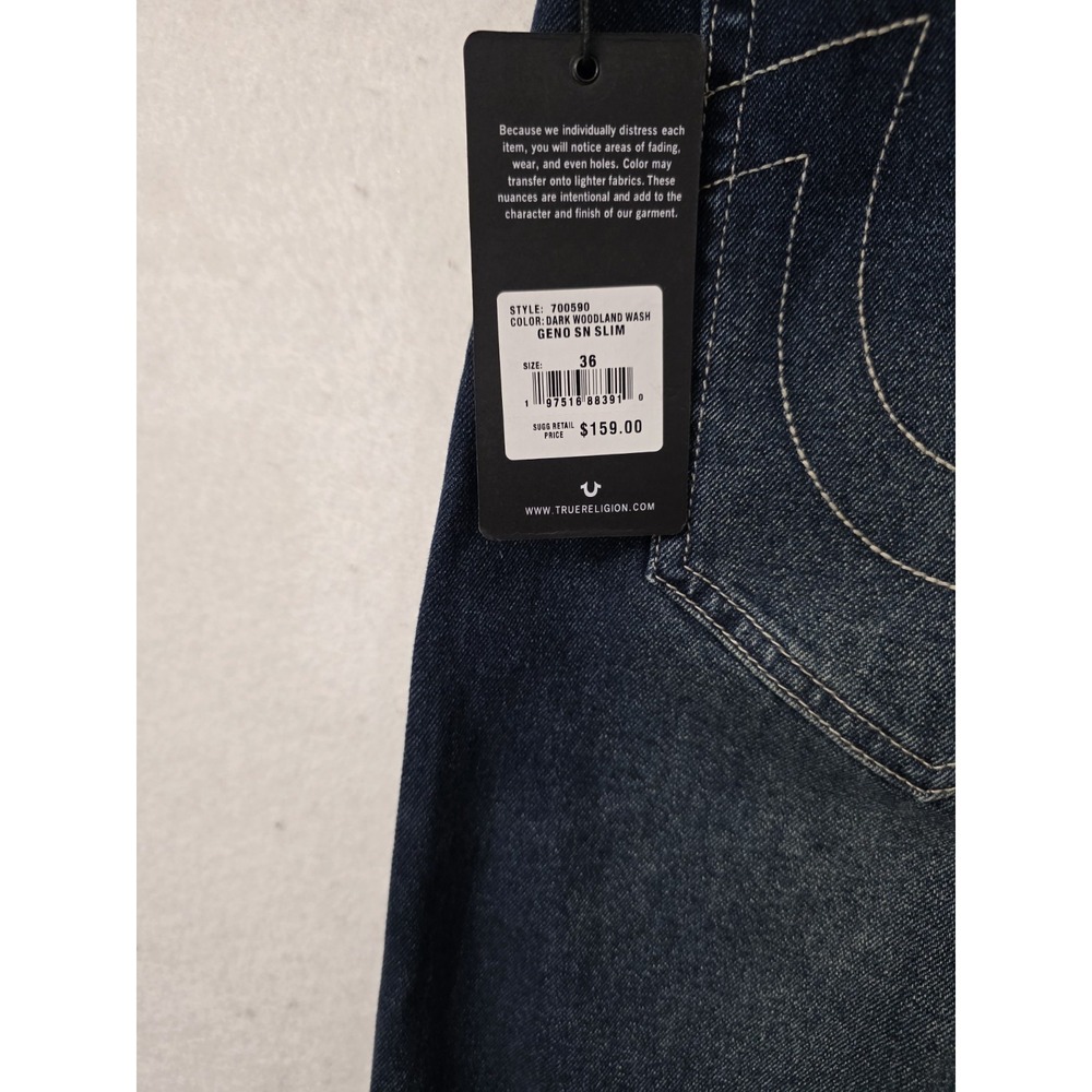 True‎ Religion Men's Jeans Size 36/32 Geno SN Slim Dark Woodland Wash New W Tags - Picture 11 of 12